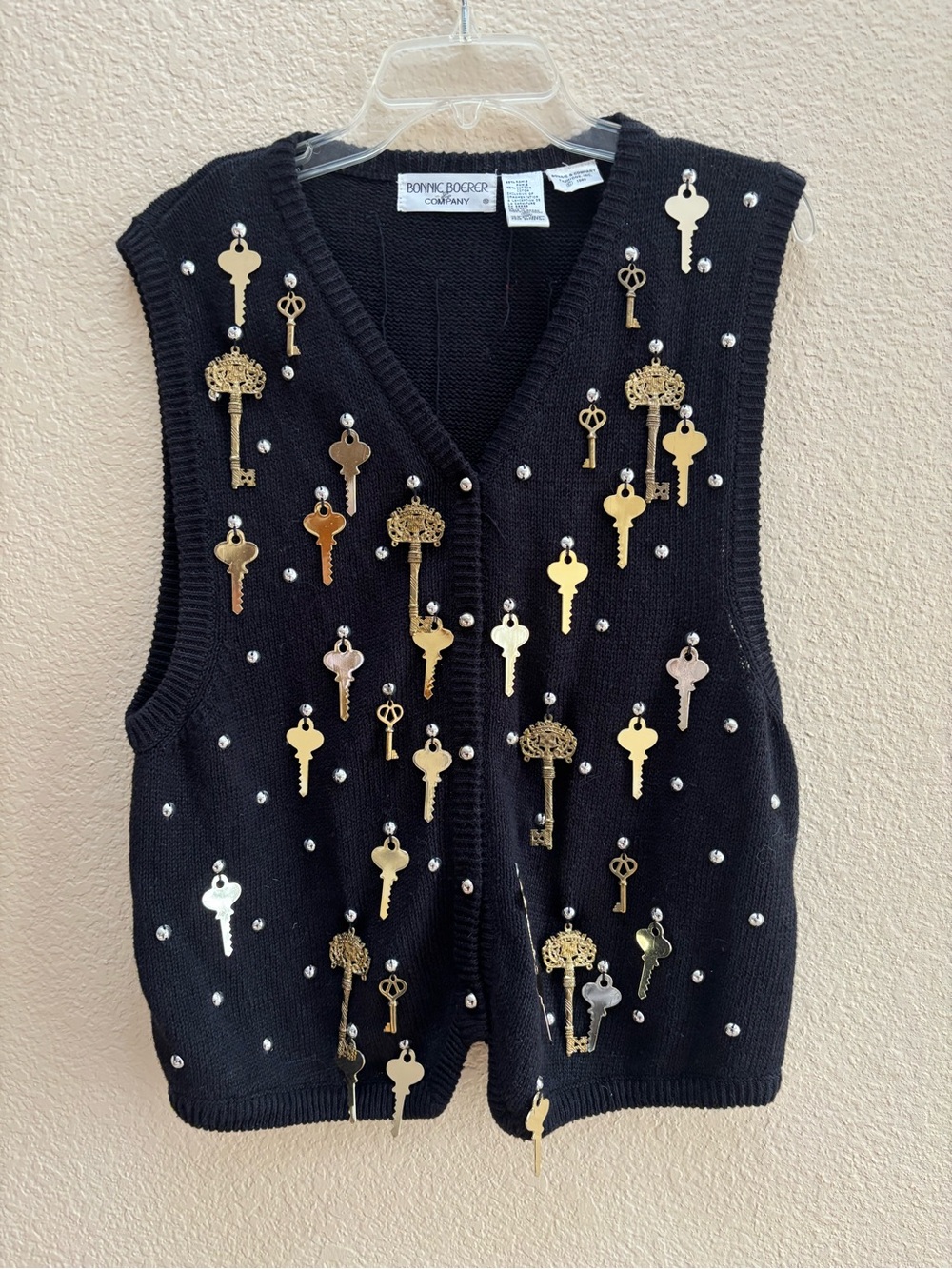 Unique Black Vest w/ Keys